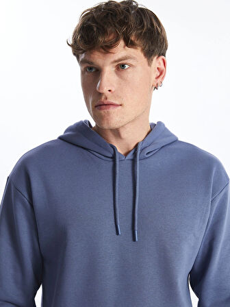 LCW Casual İNDİGO Uzun Kollu Erkek Kalın Hoodie