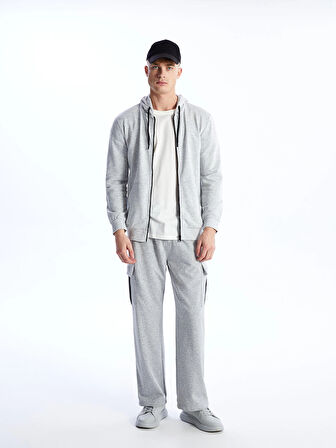 LCW Casual Gri Kapüşonlu Uzun Kollu Erkek Fermuarlı Sweatshirt