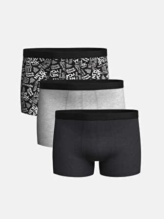 LC WAIKIKI Siyah Standart Kalıp Pamuklu Esnek Erkek Boxer 3'lü