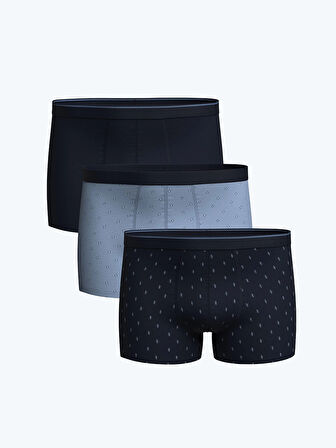 LC WAIKIKI Lacivert Standart Kalıp Pamuklu Esnek Erkek Boxer 3'lü