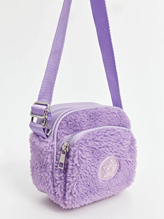 LCW ACCESSORIES LİLA Etiket Baskılı Pelüş Kız Çocuk Çapraz Çanta