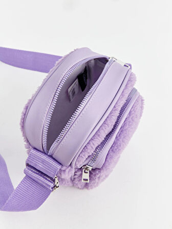 LCW ACCESSORIES LİLA Etiket Baskılı Pelüş Kız Çocuk Çapraz Çanta
