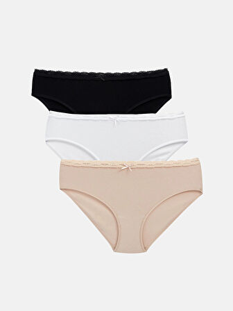 LCW DREAM PEMBE Dantel Detaylı Bikini Külot 3'lü Paket