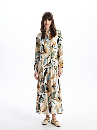 LCWAIKIKI Classic KARIŞIK Desenli Uzun Kollu Kadın Gömlek Elbise