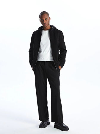 LCW Vision Siyah Standart Kalıp Kapüşonlu Erkek Triko Hırka