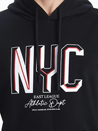 XSIDE Siyah Uzun Kollu Baskılı Erkek Hoodie