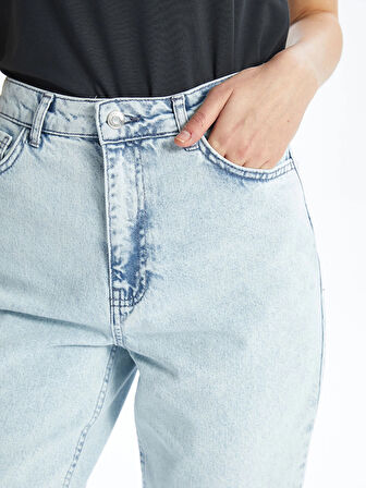 LCW Modest Indigo Mom Fit Kadın Jean Pantolon