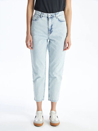 LCW Modest Indigo Mom Fit Kadın Jean Pantolon