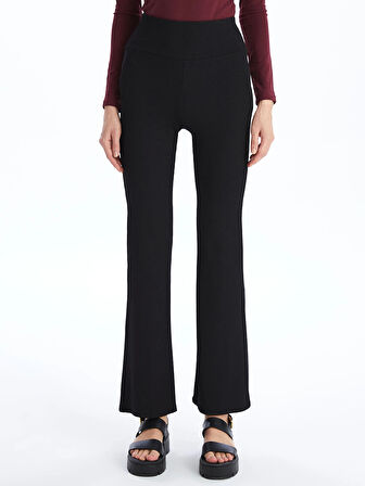 LCW Vision Siyah Beli Lastikli İspanyol Paça Kadın Tayt Pantolon