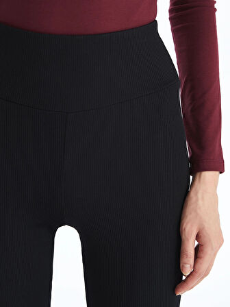 LCW Vision Siyah Beli Lastikli İspanyol Paça Kadın Tayt Pantolon