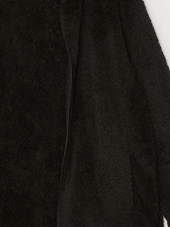 LCW Kids Siyah Kapüşonlu Pelüş Kız Çocuk Fermuarlı Sweatshirt