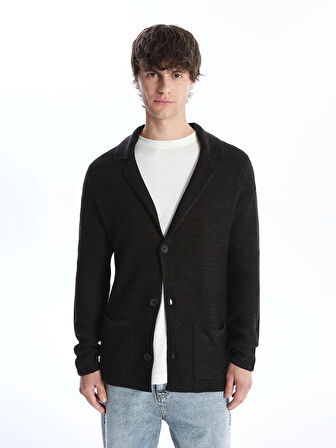 XSIDE Siyah Slim Fit Şal Yaka Erkek Triko Hırka