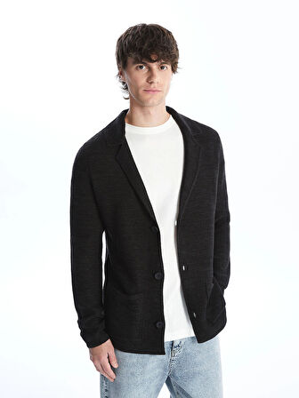 XSIDE Siyah Slim Fit Şal Yaka Erkek Triko Hırka