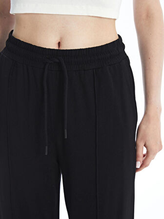 LCW Vision Siyah Beli Lastikli Düz Geniş Paça Kadın Eşofman Altı