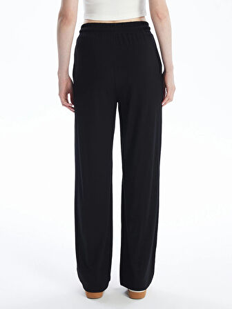 LCW Vision Siyah Beli Lastikli Düz Geniş Paça Kadın Eşofman Altı