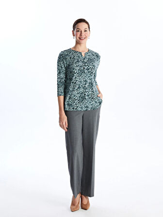 LCW Grace Yeşil Bisiklet Yaka Çiçekli Kadın Bluz