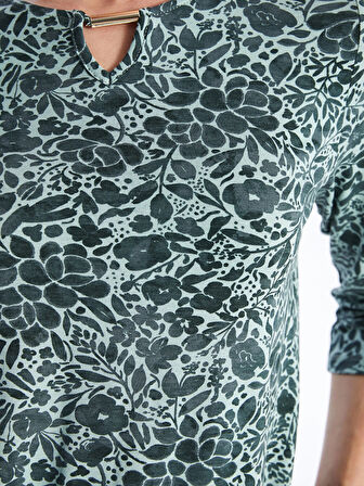 LCW Grace Yeşil Bisiklet Yaka Çiçekli Kadın Bluz