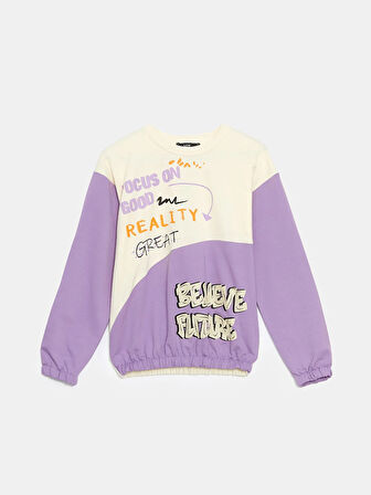 Bisiklet Yaka Baskılı Kız Çocuk Sweatshirt_W4LQ29Z4-GNG_8684141545969_8-9 Yaş