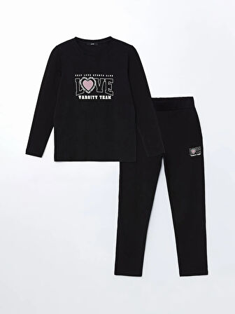 Bisiklet Yaka Baskılı Kadın Pijama Takımı_W4LG27Z8-HEG_8684141658461_S