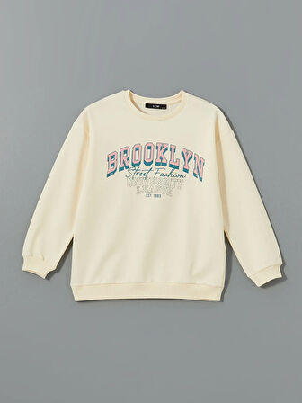 Bisiklet Yaka Baskılı Kız Çocuk Sweatshirt_W4LF38Z4-E03_8684141658881_8-9 Yaş
