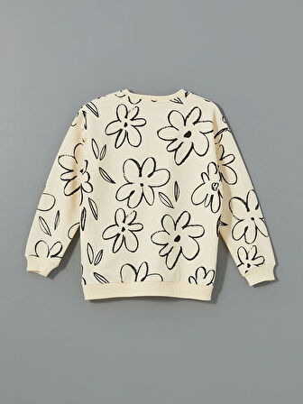 Bisiklet Yaka Çiçekli Kız Çocuk Sweatshirt_W4LF39Z4-E03_8684141659062_8-9 Yaş