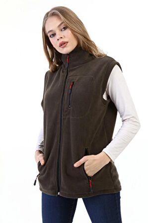 Kadın Polar Yelek Tam Fermuarlı Outdoor Spor Yelek 3cepli