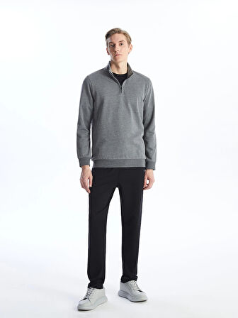 LCWAIKIKI Classic Antrasit Dik Yaka Uzun Kollu Erkek Kalın Sweatshirt