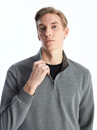 LCWAIKIKI Classic Antrasit Dik Yaka Uzun Kollu Erkek Kalın Sweatshirt