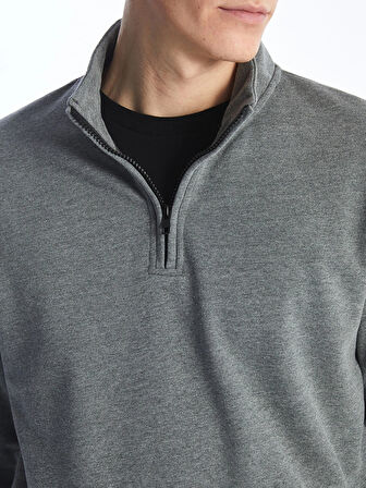 LCWAIKIKI Classic Antrasit Dik Yaka Uzun Kollu Erkek Kalın Sweatshirt