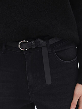 LCW Jeans Siyah Beli Kemerli Jüpiter Süper Skinny Fit Kadın Jean Pantolon