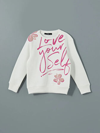 Bisiklet Yaka Baskılı Kız Çocuk Sweatshirt_W4LD61Z4-FDU_8684142336955_8-9 Yaş