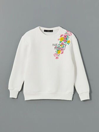Bisiklet Yaka Baskılı Kız Çocuk Sweatshirt_W4LD62Z4-FDU_8684142337112_6-7 Yaş