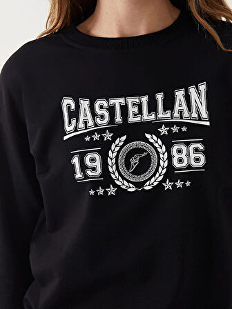 Bisiklet Yaka Baskılı Kadın Sweatshirt_W4LE47Z8-HEG_8684142349566_S