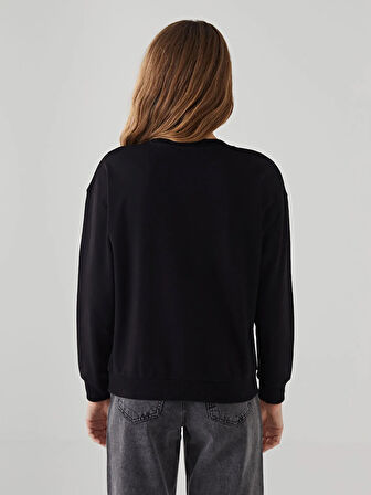 Bisiklet Yaka Baskılı Kadın Sweatshirt_W4LE47Z8-HEG_8684142349566_S