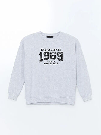 Bisiklet Yaka Baskılı Kadın Sweatshirt_W4LE47Z8-DEK_8684142349610_S