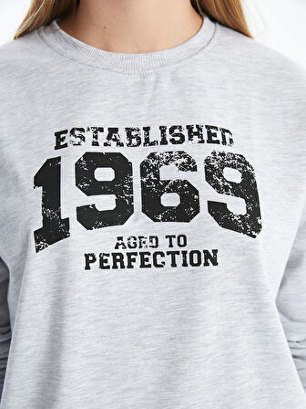Bisiklet Yaka Baskılı Kadın Sweatshirt_W4LE47Z8-DEK_8684142349627_M