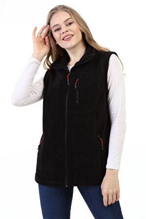 Store Kadın Polar Yelek Tam Fermuarlı Outdoor Spor Yelek 3cepli