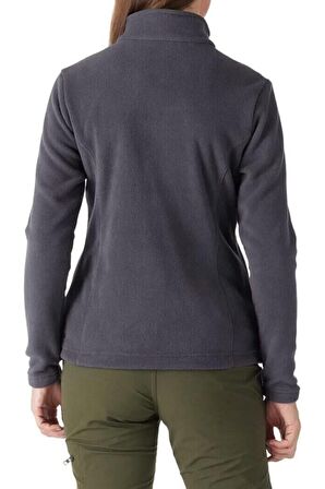 Kadın Tam Fermuarlı Kalın Outdoor Polar Ceket FÜME