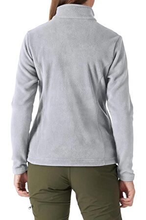 Kadın Tam Fermuarlı Kalın Outdoor Polar Ceket GRİ