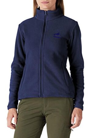Kadın Tam Fermuarlı Kalın Outdoor Polar Ceket LACİVERT