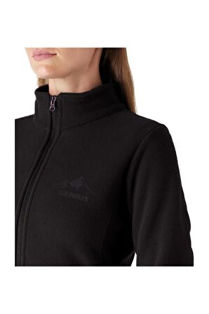 Kadın Tam Fermuarlı Kalın Outdoor Polar Ceket SİYAH