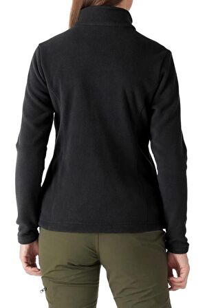 Kadın Tam Fermuarlı Kalın Outdoor Polar Ceket SİYAH