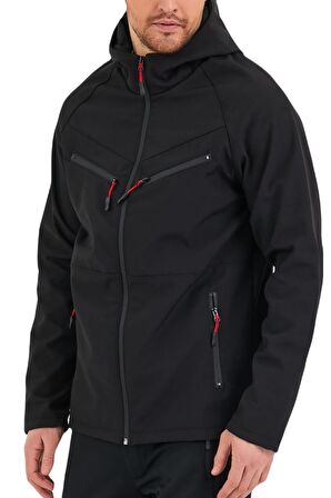 Store Erkek Içi Polarlı Su Ve Rüzgar Geçirmez Softshell Spor Mont 4 Cepli Outdoor Mont