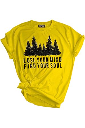 Store Unisex Baskılı Tişört Outdoor Sport T-shirt SARI LOSE YOUR