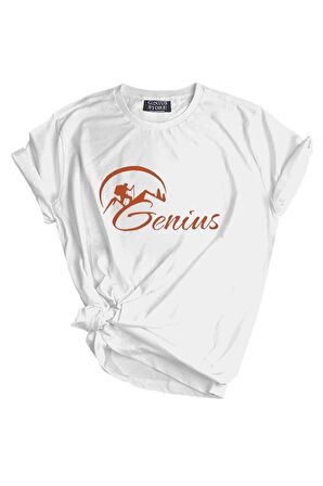 Store Unisex Baskılı Tişört Outdoor Sport T-shirt GENIUS BEYAZ