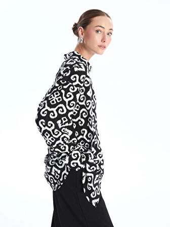 LCWAIKIKI Classic SİYAH Desenli Kadın Gömlek Tunik