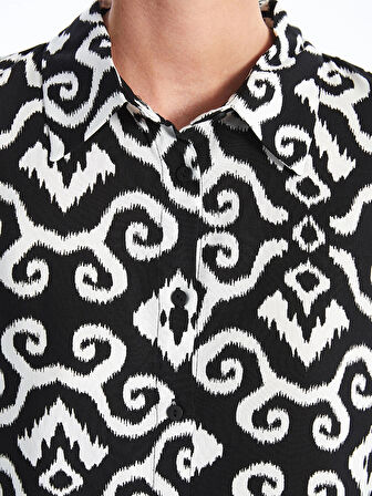 LCWAIKIKI Classic SİYAH Desenli Kadın Gömlek Tunik