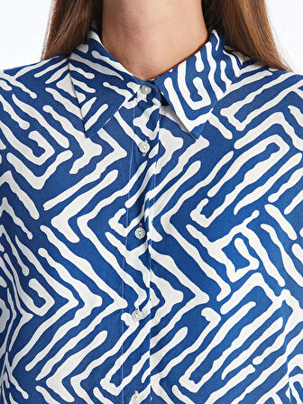 LCWAIKIKI Classic MAVİ Desenli Kadın Gömlek Tunik