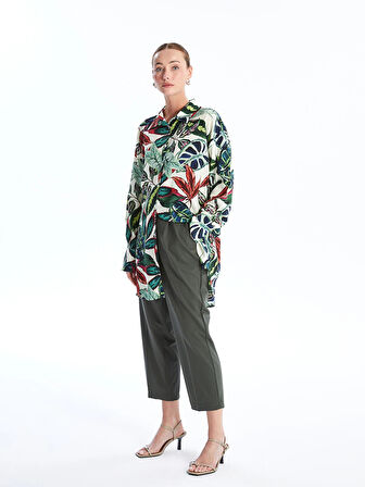LCWAIKIKI Classic YEŞİL Desenli Kadın Gömlek Tunik
