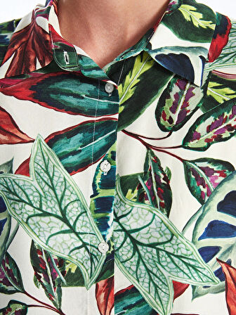 LCWAIKIKI Classic YEŞİL Desenli Kadın Gömlek Tunik